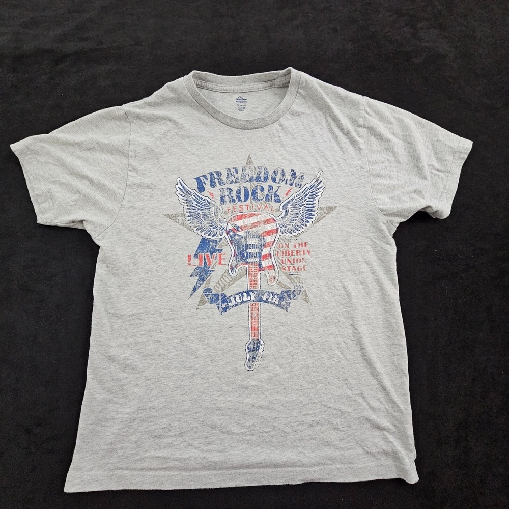 Freedom Rock Festival July 4th Gray Short Sleeve Cotton Blend T-Shirt Adult M